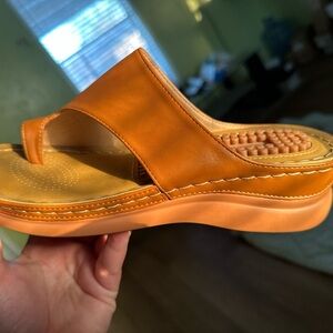 Elegant Orange Leather Sandals